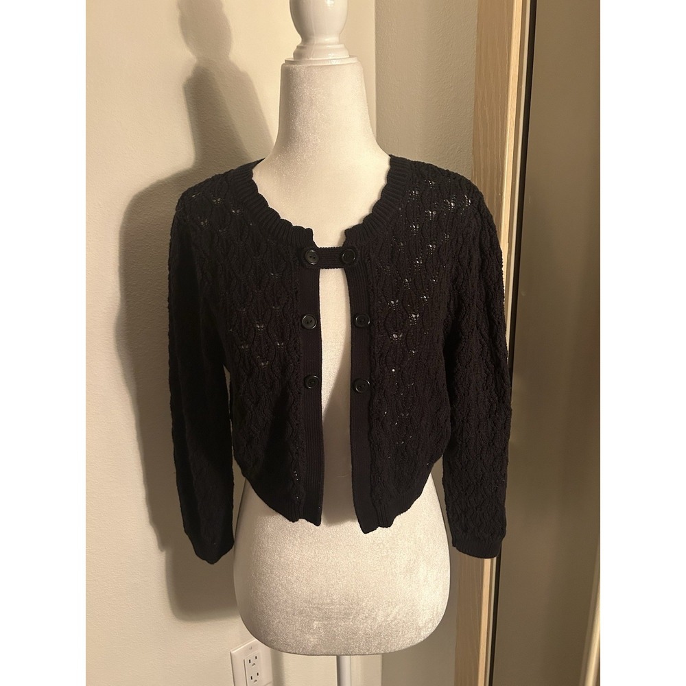 Vintage Wrapper Black Cardigan Sweater Y2K Classic Coquette Twee 90s